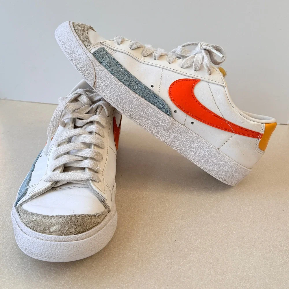Nike Women's‎ Blazer Low '77 White/Orange/Gold/Blue DC4769-105 Size 8